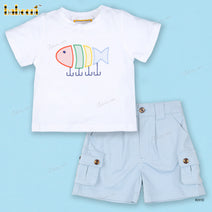 Applique Oufit Fish And Hook For Boy - BC1139