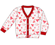 CD35- heart thick cardigan printing 4.0