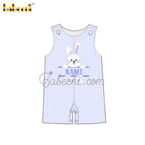 Rabbit applique boy shortall with name – BC 1083