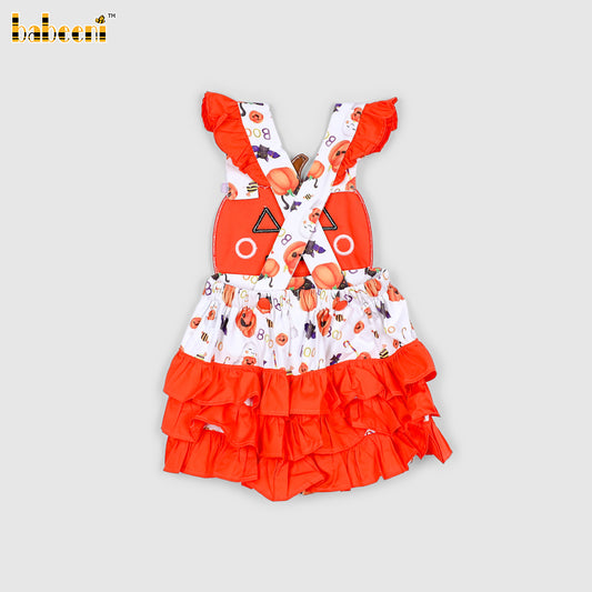 DR4667 - Halloween theme applique baby overalls