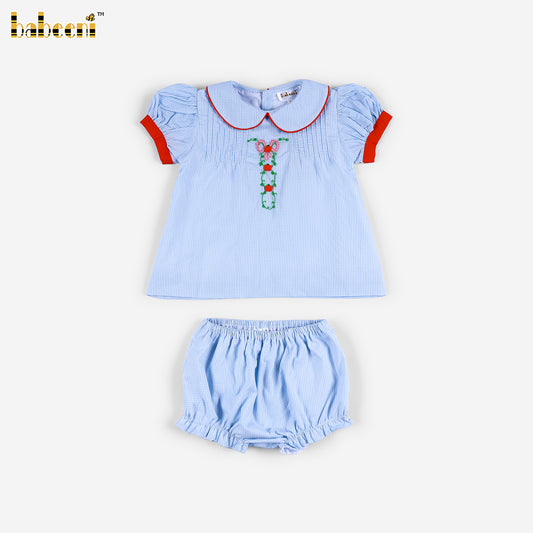 DR4687 - Baby Bubble Romper with Pumpkin Vine Embroidery