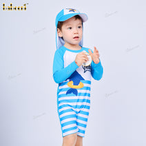 Set Swimwear For Boys Spring-Summer prints with a blue dolphin says Hello - BC1308