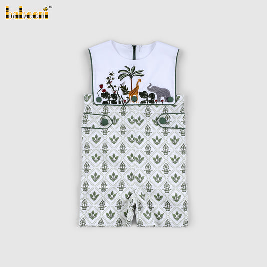 BC1449 - Safari Garden Romper with Hand Embroidered Details