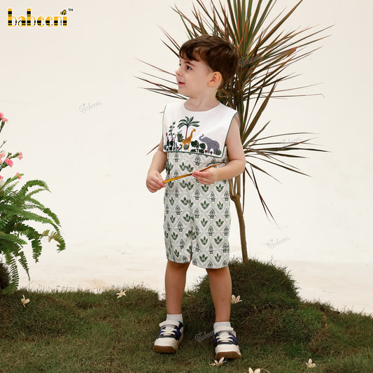 BC1449 - Safari Garden Romper with Hand Embroidered Details