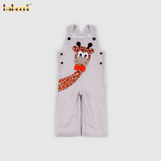BC1450 - Boys Brown Stripe Seersucker Overall