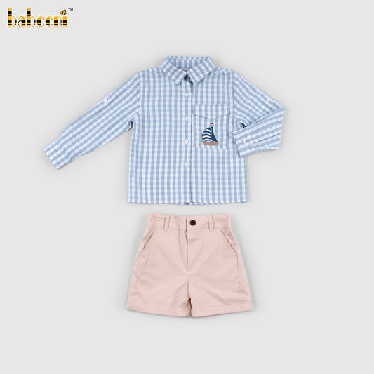 BC1451 - Boys Blue Checkered Long-Sleeve Shirt