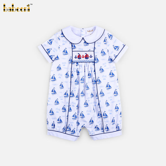 BC1474 - Boys Nautical Hand-Smocked Bubble Romper