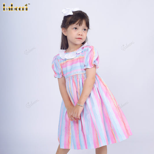 Girl dress Hand-embroidered diamond ziczac pattern on the waist - DR4180