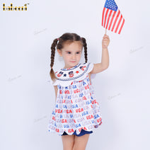 Floral-Accent Independence Day Dress Set - DR4265