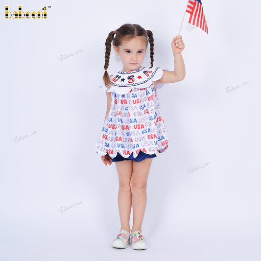 Floral-Accent Independence Day Dress Set - DR4265