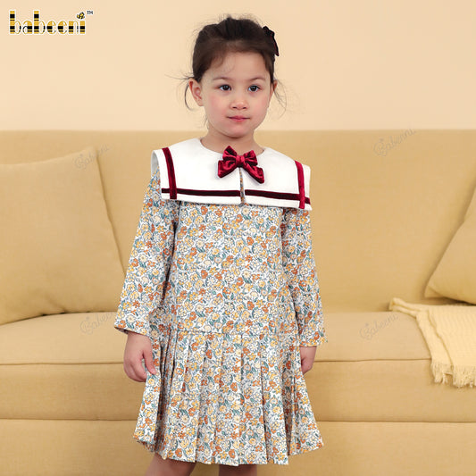 Corduroy Panel Dress with Velvet Trim – DR4280