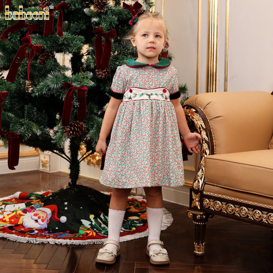 Girls' Holiday Corduroy Dress with Velvet Details - DR4302