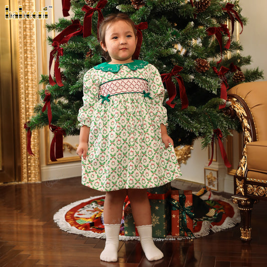 Girls’ Corduroy Holiday Dress with Scalloped Embroidered Collar - DR4305