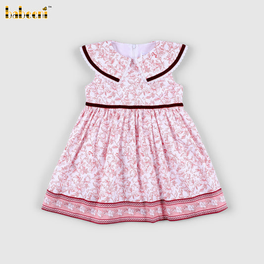DR4545 - Floral Princess Dress with Ribbon Trim