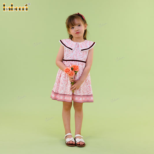 DR4545 - Floral Princess Dress with Ribbon Trim