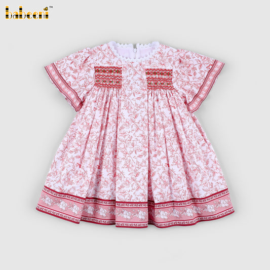 DR4557 - Rosette Meadow Smocked Dress with Floral Border Trim