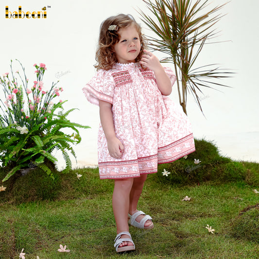 DR4557 - Rosette Meadow Smocked Dress with Floral Border Trim