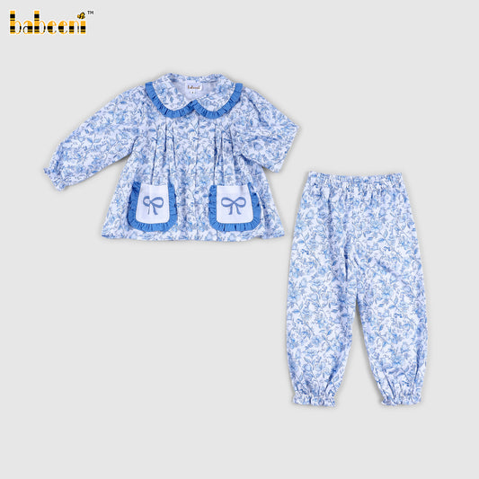 DR4562 - Blue Cottage Garden Long Sleeve Top & Elastic Pants Set