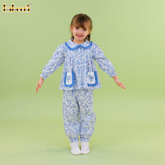 DR4562 - Blue Cottage Garden Long Sleeve Top & Elastic Pants Set