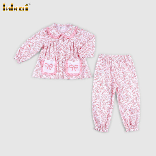 DR4563 - Pink Cottage Garden Long Sleeve Top & Elastic Pants Set