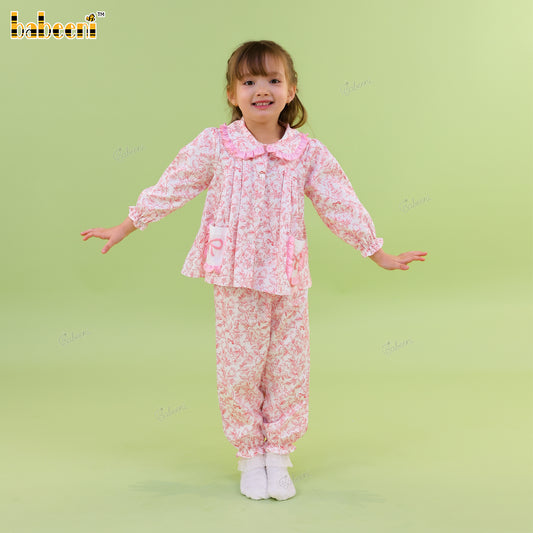 DR4563 - Pink Cottage Garden Long Sleeve Top & Elastic Pants Set