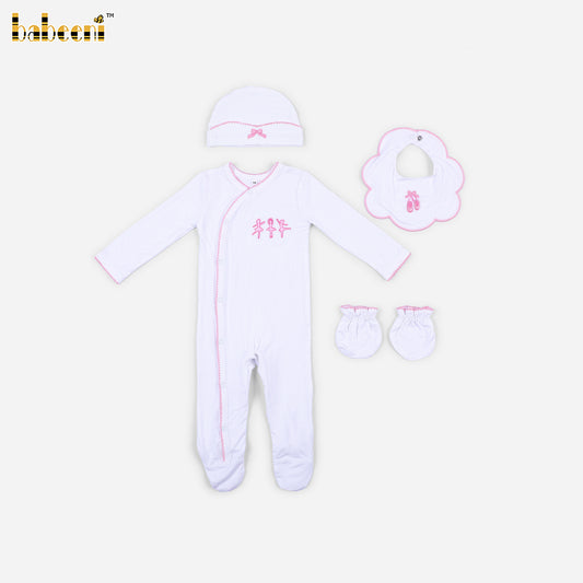 DR4594 – Ballerina Footed Sleeper Newborn Gift Set – Pure White