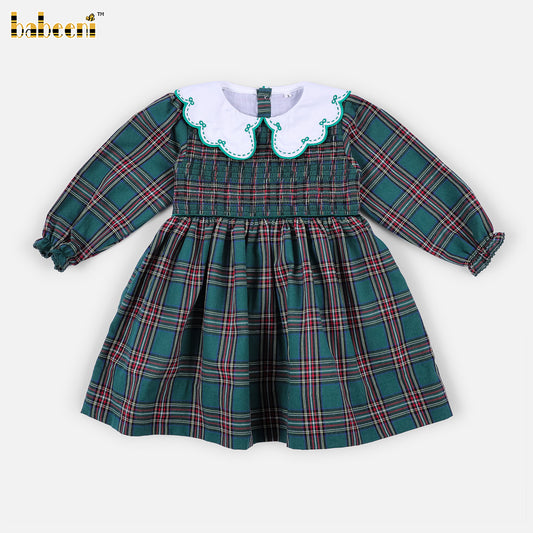 DR4596 - Girls Classic Green Tartan Holiday Dress