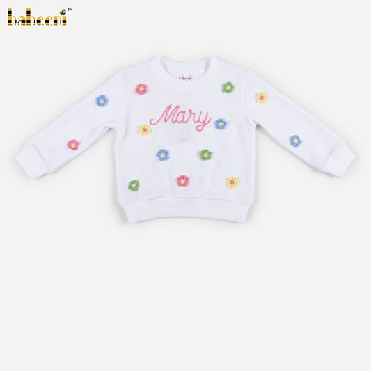 DR4631 - Girls Personalized Hand-Embroidered Knit Sweater