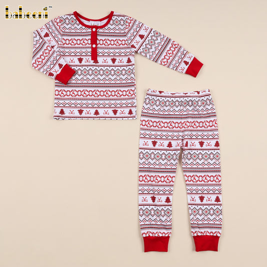 Boys Christmas Pajama Set in ECO Printed Holiday Pattern - FS12