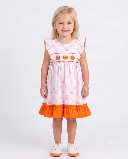 Girl Hand Smocked Dress Little Pumpkins - DR4002