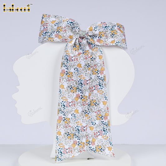 Extra Long Floral Bow Clip - HB169