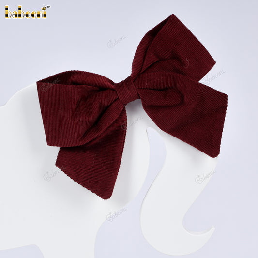 Burgundy Corduroy Hair Bow - VAA007