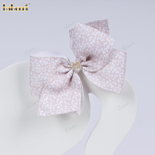 Blush Leopard Grosgrain Hair Bow - HB175