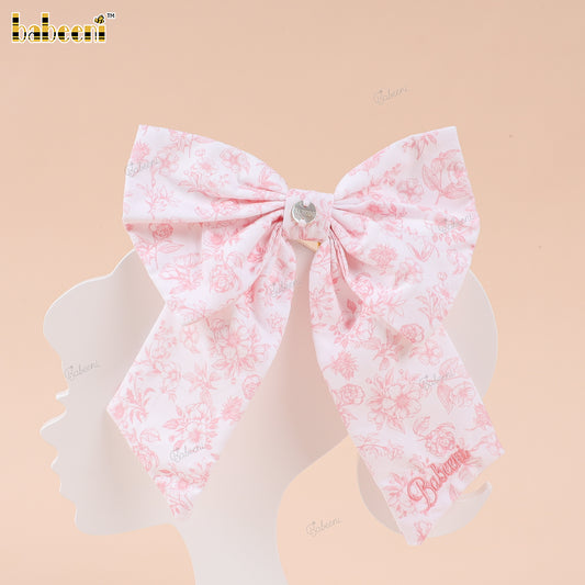 Rose Garden Hand-embroidered Hair Bow - HB195