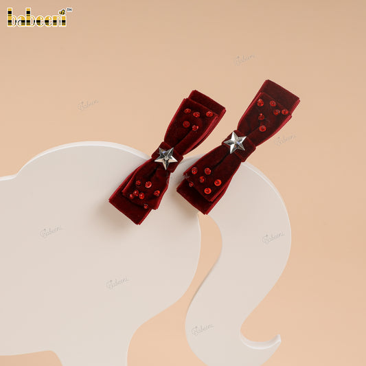 HB197 – Red Velvet Star Bow Hair Clips