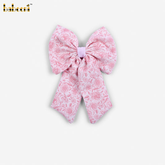 HB210 - Girls Pink Floral Bow Hair Clip