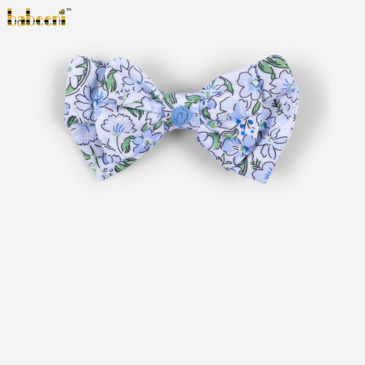 HB218 - Girls Baby Blue Stripe Bow Hair Clip
