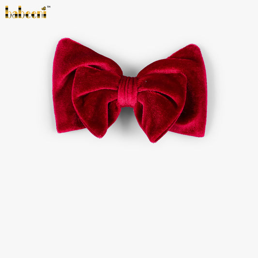 HB222 - Girls Red Velvet Bow Hair Clip