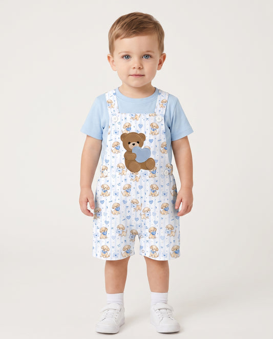 BC1493 - Boys Bear Applique Shortall & T-Shirt Set