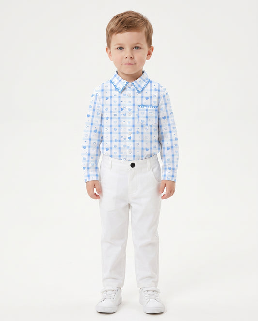 BC1492 - Boys Eco Blue Check Shirt & Shorts Set