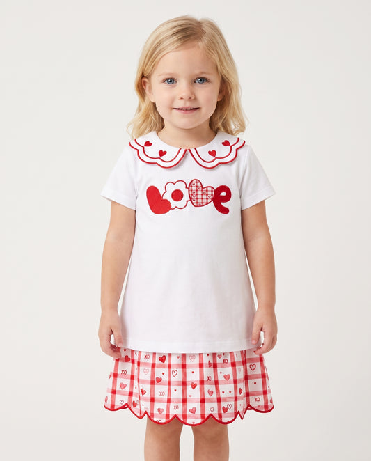 DR4675 - Girls Love Applique Scallop Dress