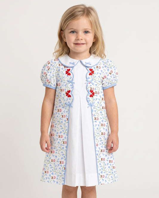 DR4681 - Girls Eco Floral Dress with Heart Hand Embroidery