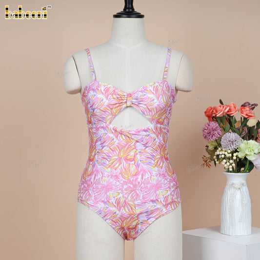 LD27 – Women’s Neon Tropical One-Piece Swimsuit with Adjustable Straps