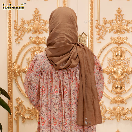 SC05 – Rhinestone-Embellished Brown Hijab
