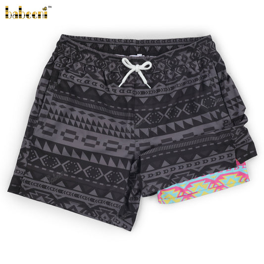 Stylish Geometrical Black Trunks Men’s Swimwear - AMZ002