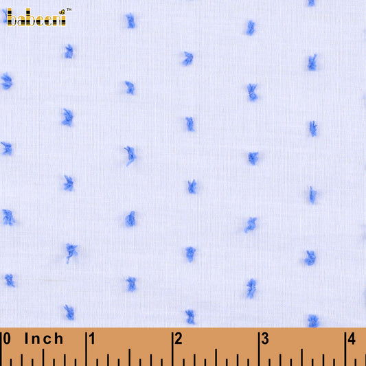 O40.0 - white with blue swiss dot