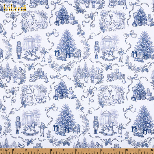 PP1052 – Christmas Toile Blue Print Fabric