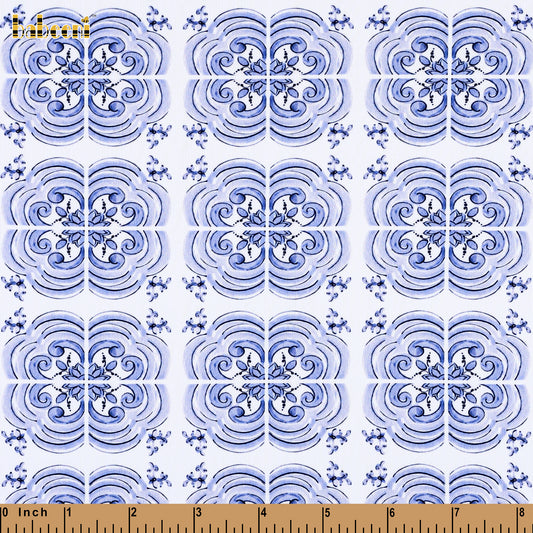 PP1058 – Classic Blue Ornamental Tile Fabric
