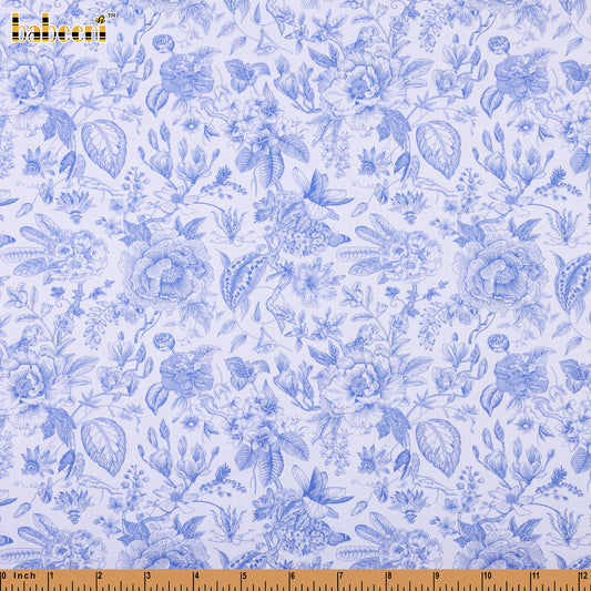 PP1068 - Blue Toile Floral Fabric
