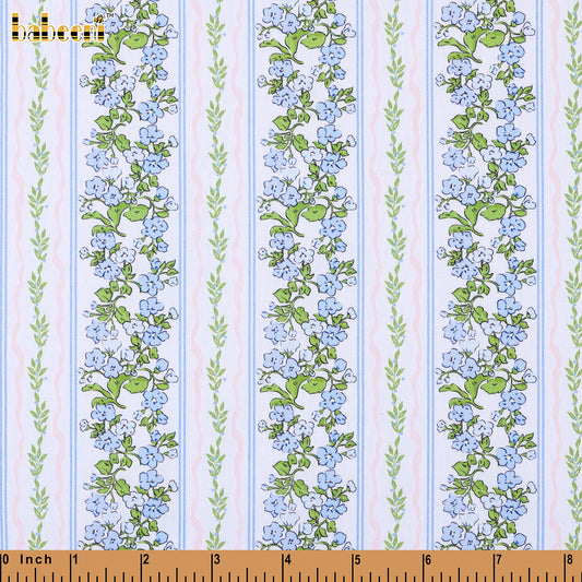 PP1079 - Blue Blossom Stripe Fabric